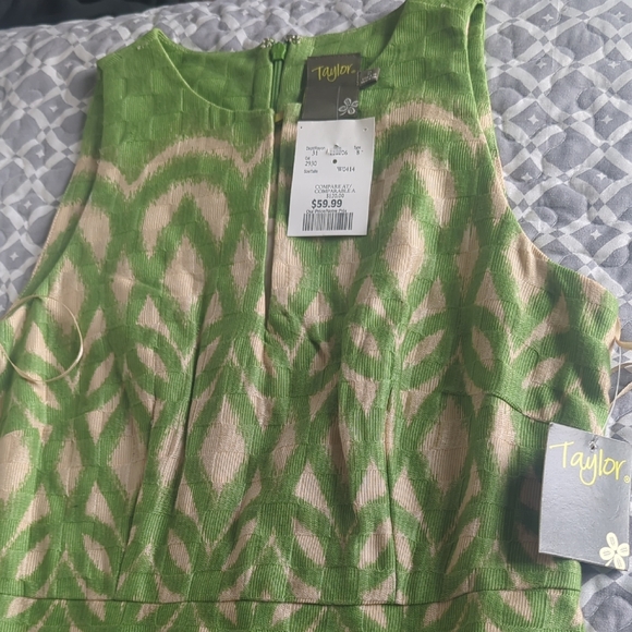 Taylor Green and Cream Textured Dress - Picture 3 of 6